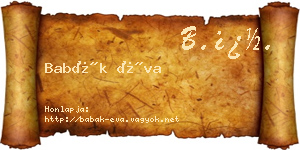Babák Éva névjegykártya